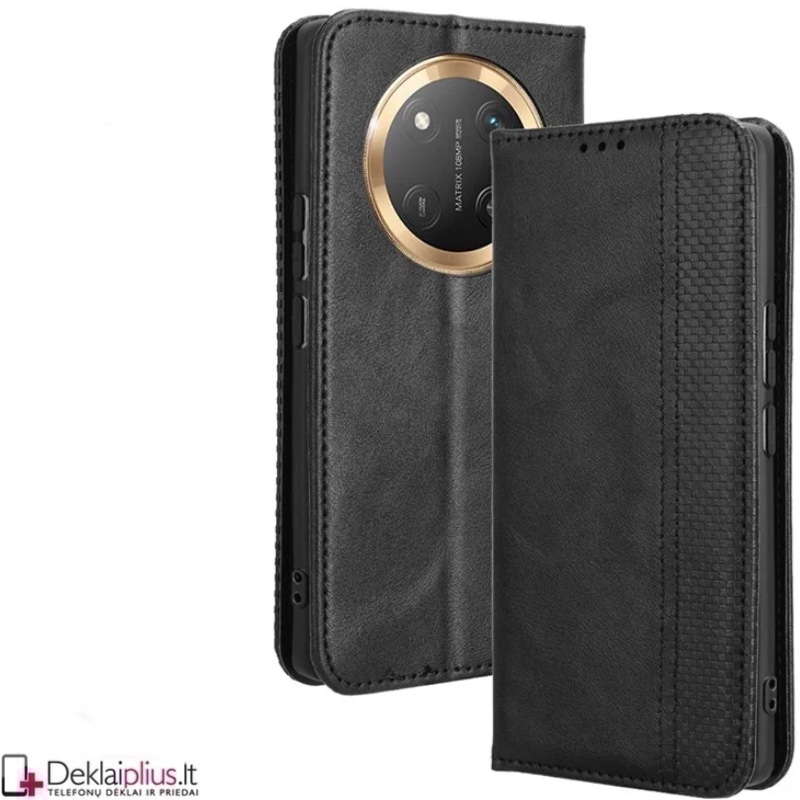 Dirbtinės odos atverčiamas dėklas su skyreliais - juodas (Huawei Honor Magic 7 Lite) Dirbtinės odos atverčiamas dėklas su skyreliais - juodas (Huawei Honor Magic 7 Lite)